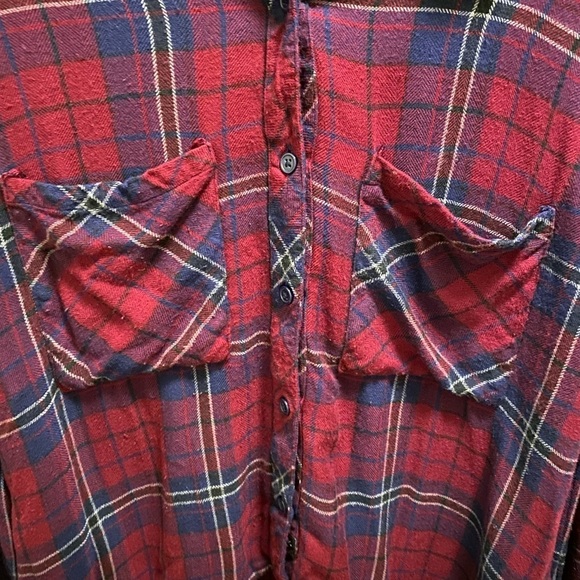 Rails Dylan Button Down Flannel In Oxblood/Navy Size M - Picture 5 of 12